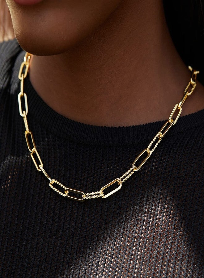 FRUMOS Dainty Layered necklaces for women Gold Short small chain necklace for women rectangle paperclip chain necklace 18k gold necklace jewelry for Women Girls Paper clip necklace - Image 2